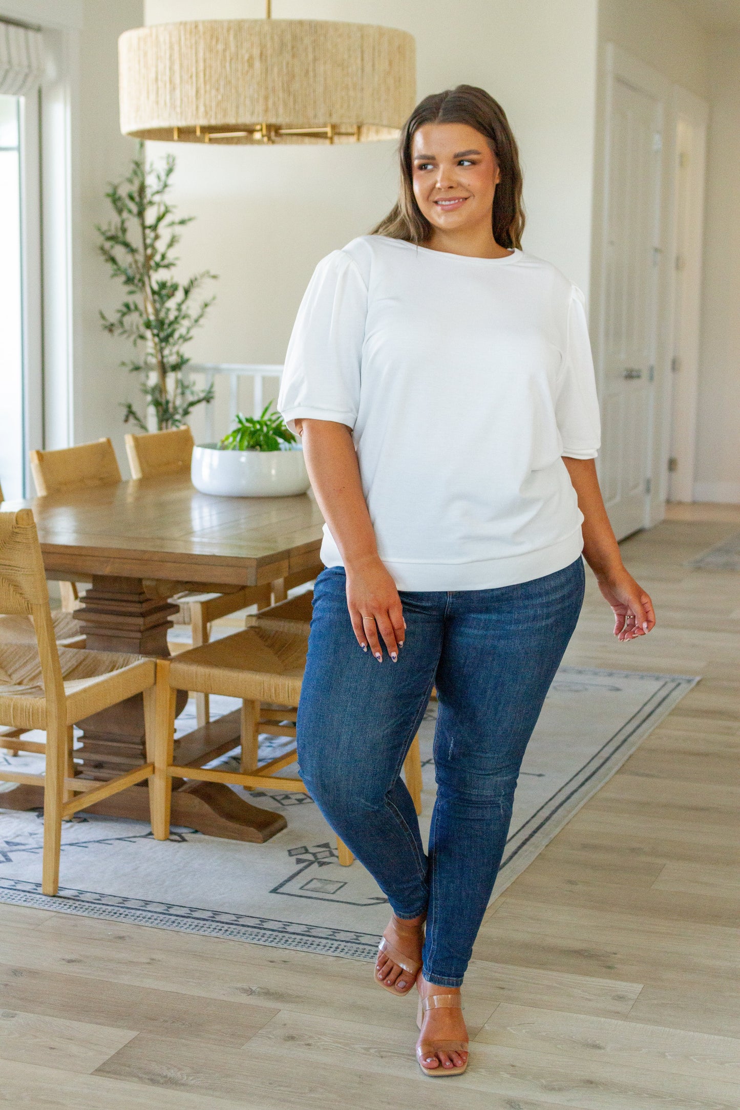 Pristine Puff Sleeve Top in White - Jodifl