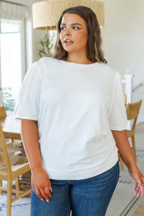 Pristine Puff Sleeve Top in White - Jodifl