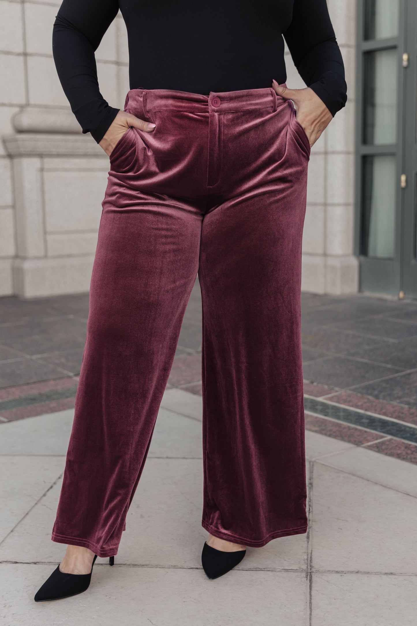 High Society Velvet Wide Leg Trousers - Bibi