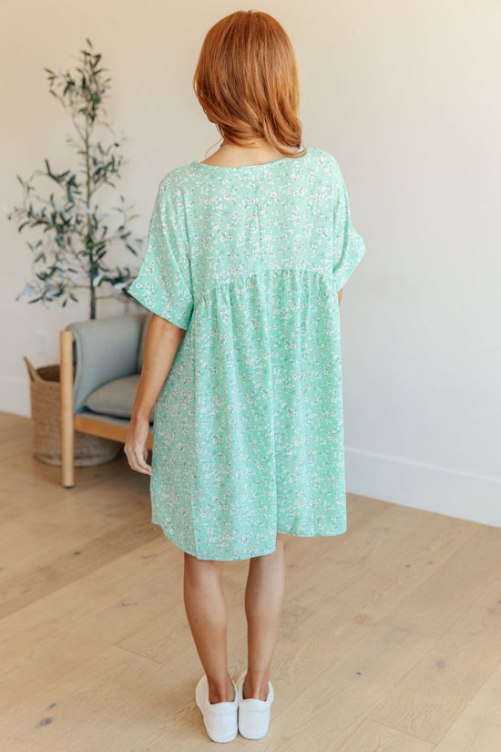 Rodeo Lights Dolman Sleeve Dress in Mint Floral - Haptics