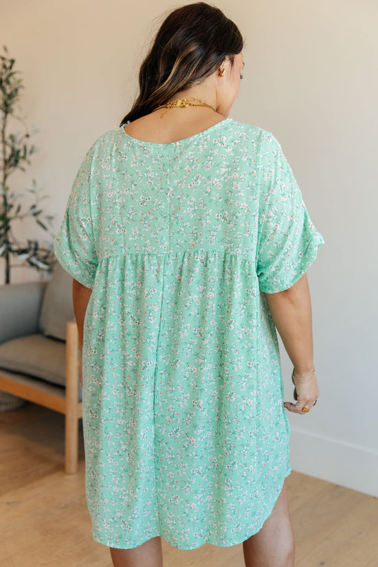 Rodeo Lights Dolman Sleeve Dress in Mint Floral - Haptics