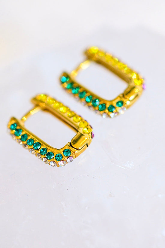 Set in Stone Rainbow Huggie Earrings - 18K Gold