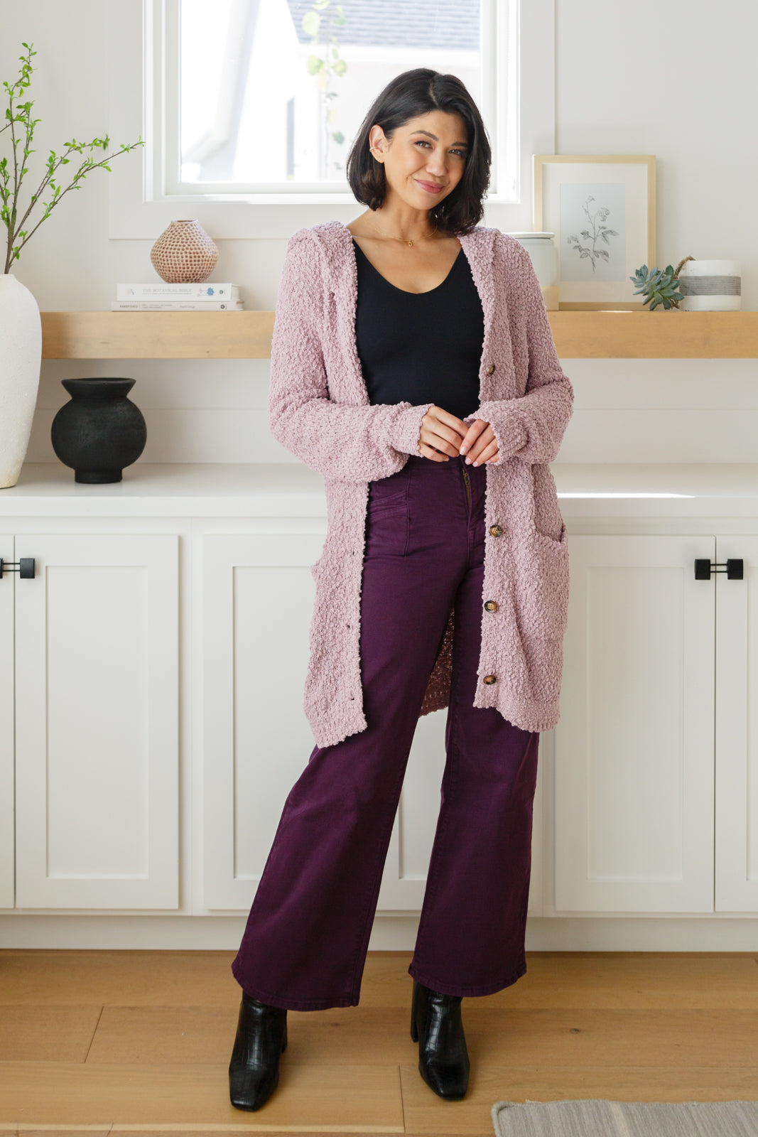 Soft Wisteria Hooded Cardigan - One Eleven North