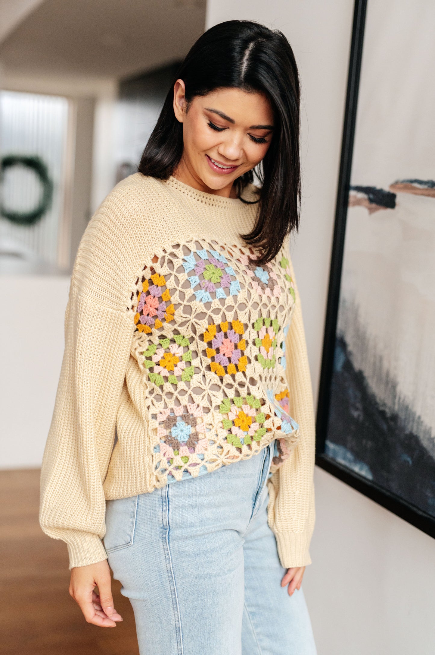 Square Dance Granny Square Sweater - Heyson