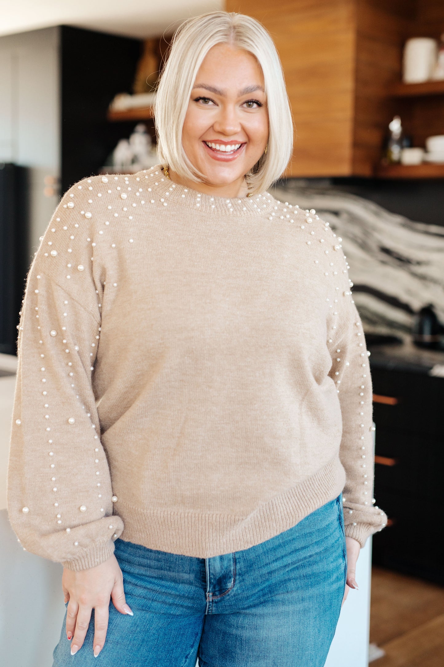 String Me Along Pearl Accent Sweater - Bibi