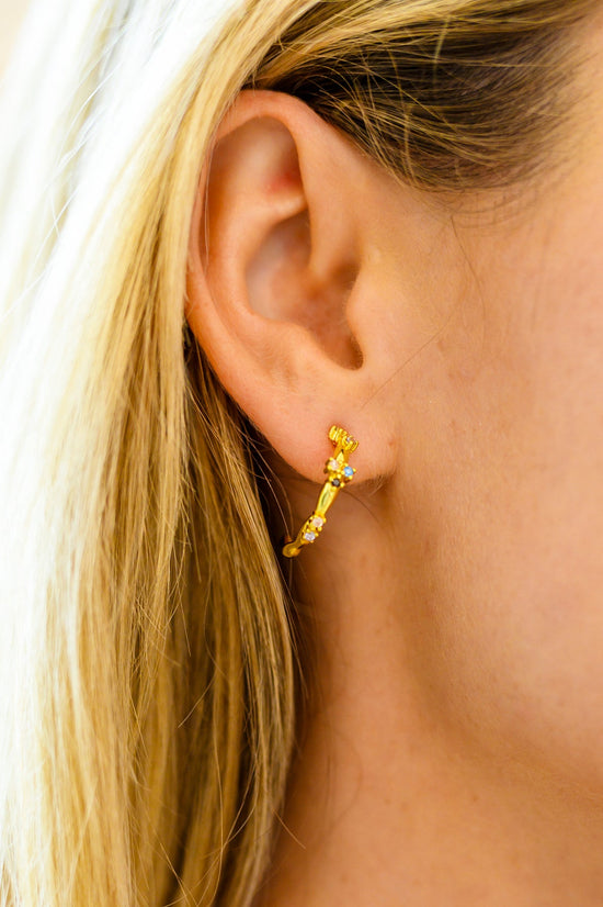 Santana Studded Hoop Earrings - 18K Gold