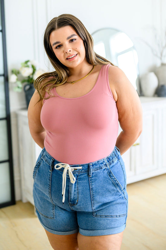 The Basics Reversible Longline Tank in Dusty Rose - Yelete