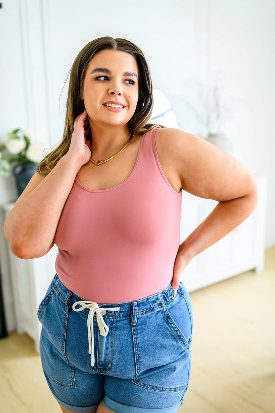 The Basics Reversible Longline Tank in Dusty Rose - Yelete