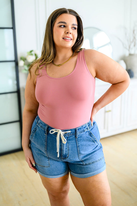 The Basics Reversible Longline Tank in Dusty Rose - Yelete