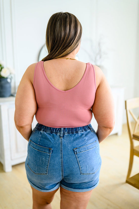 The Basics Reversible Longline Tank in Dusty Rose - Yelete