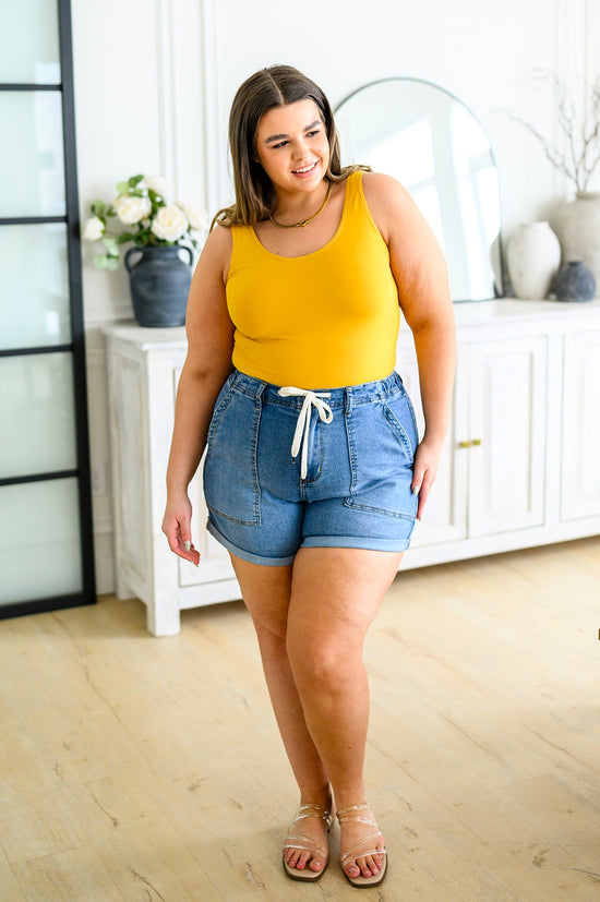 The Basics Reversible Longline Tank in Mustard - Yelete