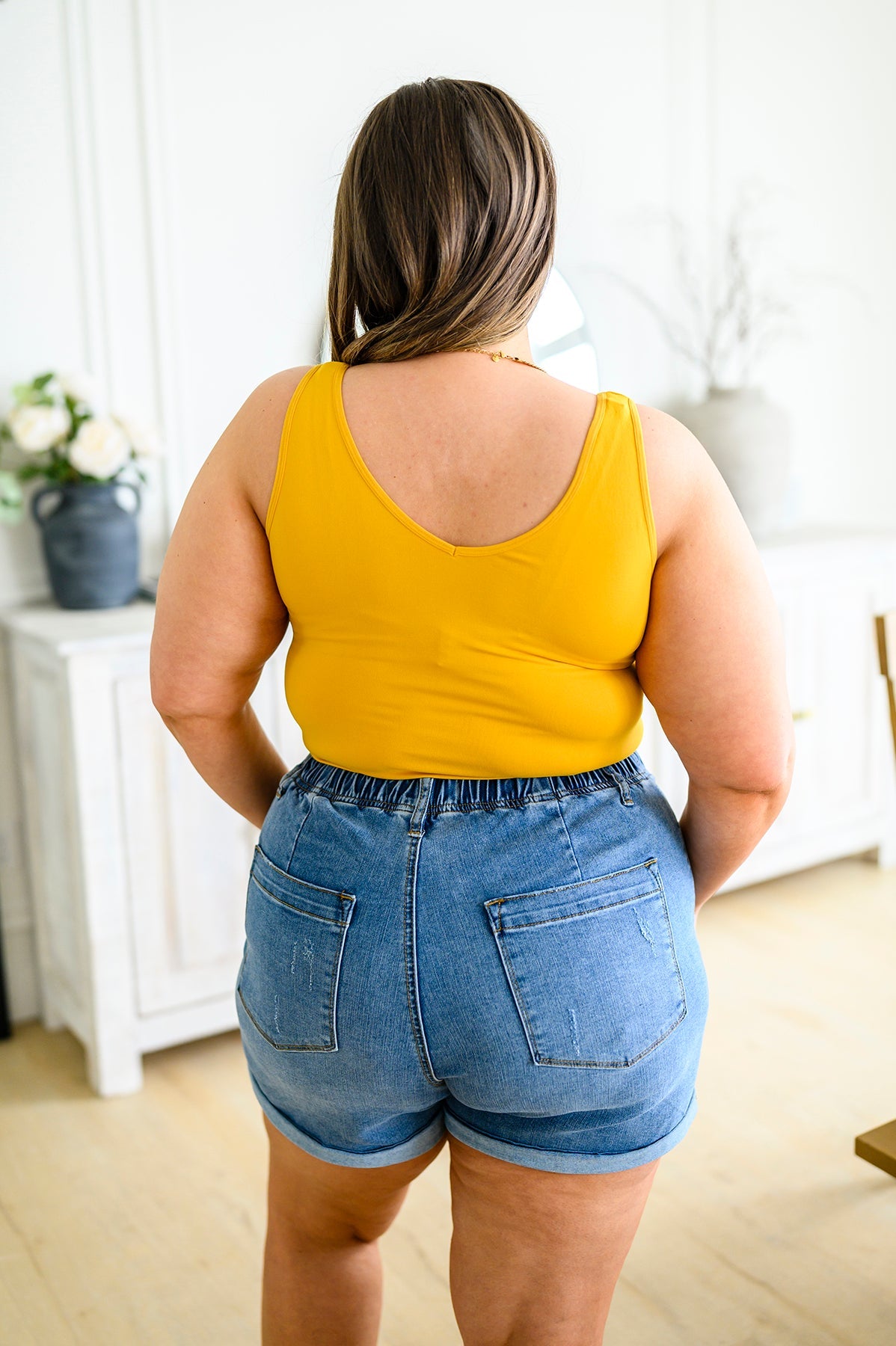 The Basics Reversible Longline Tank in Mustard - Yelete