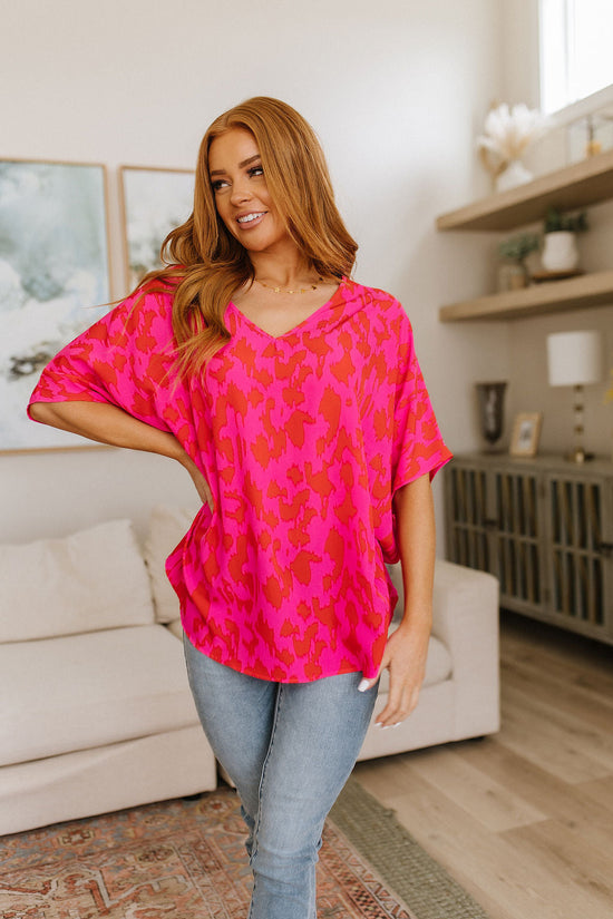 Unforgettable V-Neck Animal Print Blouse - Jodifl