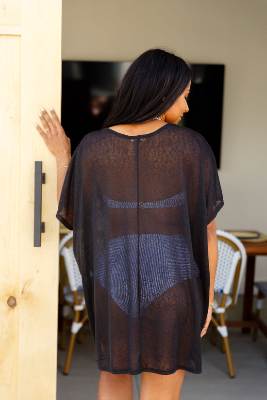 Warm Days, Cool Nights Top in Black - Cotton Bleu