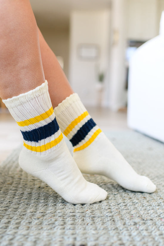 Varsity Socks in Navy and Yellow