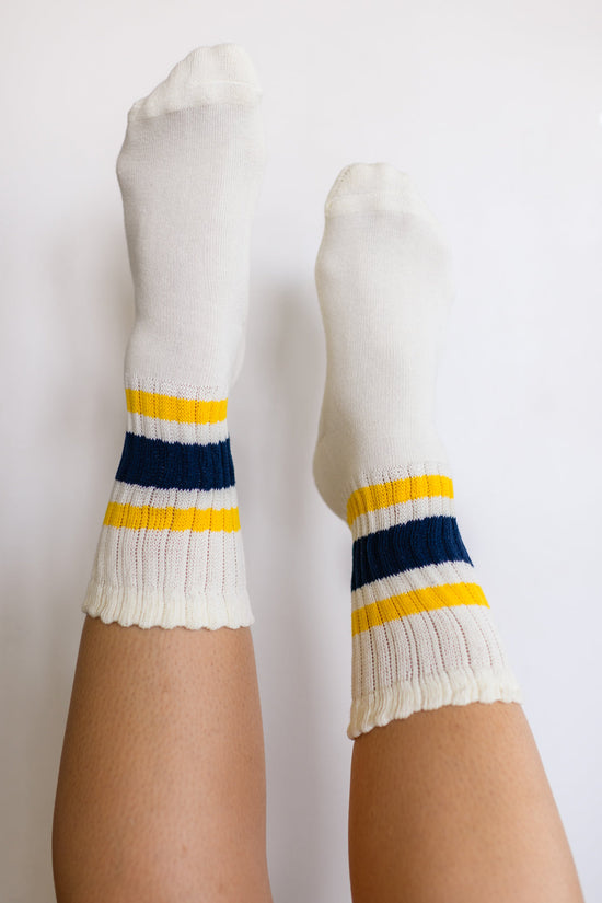 Varsity Socks in Navy and Yellow