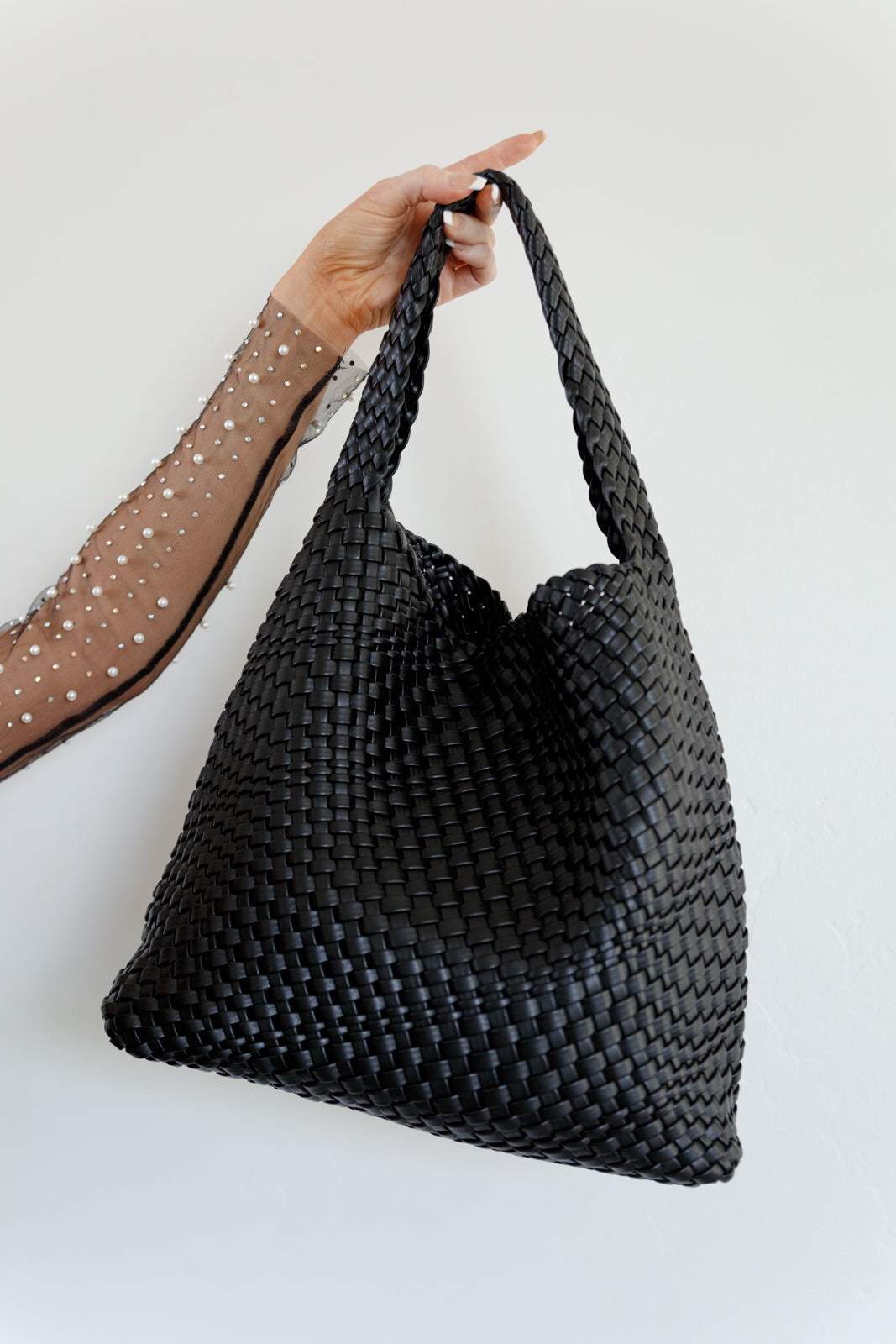 Woven and Worn Tote in Black